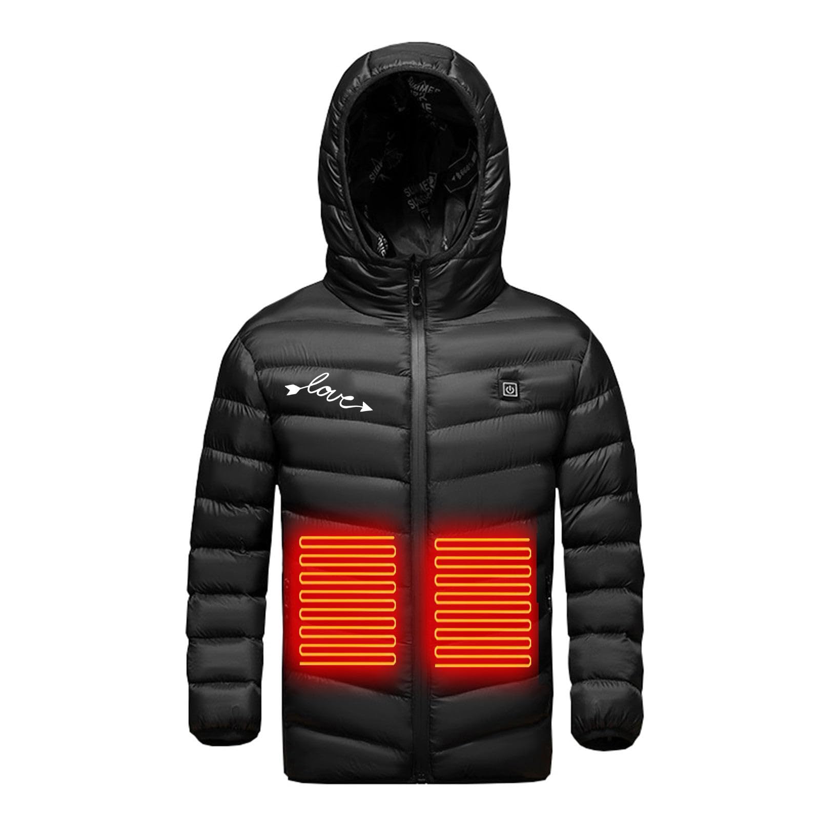 Veste Chauffant USB Enfants Garçons Filles Manteau Doudoune Chauffant Electrique Garçons Filles avec 3 Zones de Chauffage Manches Longues Veste Chauffante Doudoune imprimé Anime 4-15 Ans