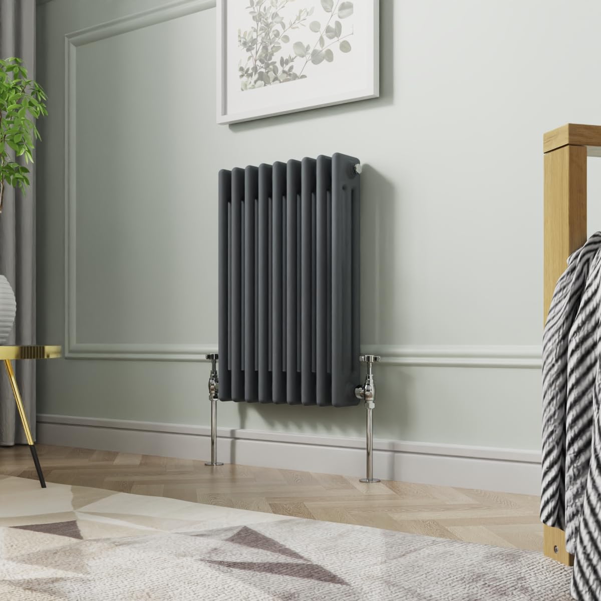 NRG 600 x 425mm Anthracite Horizontal Cast Iron Radiator Triple Panel