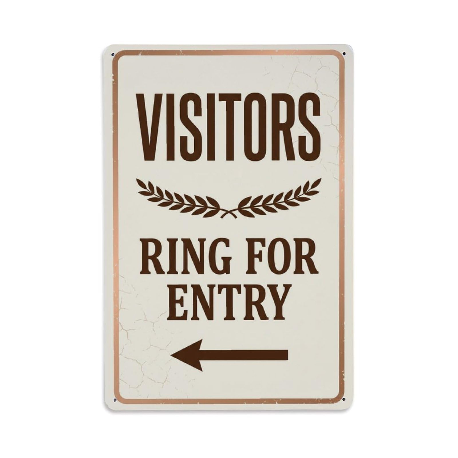 Metal Tin Sign Vintage Visitors Ring For Entry Arrow Laurel