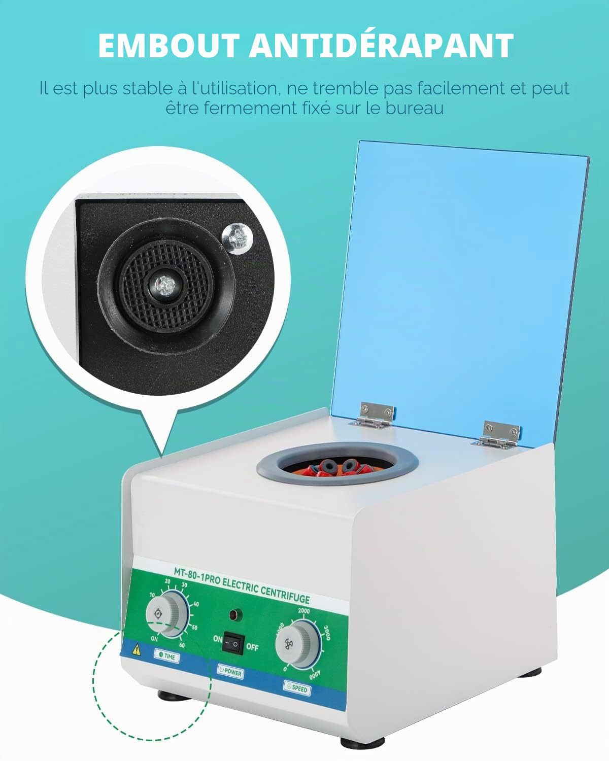 Mxmoonant Centrifugeuse de Laboratoire, 4000rpm, 6x15ml, 1865xg, 60min | pour Tubes à Essais 15ml/10ml/5ml, pour Séparation D'échantillons, Analyse Qualitative (Prise EU)