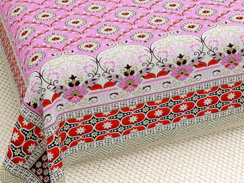 Image of RajasthaniKart Pure Cotton 180 TC King Size BEDSHEET with 2 Pillow Cover - 90X108 (Suitable for King Size Bed Sheet or Double Bed, Pink) PSP 140