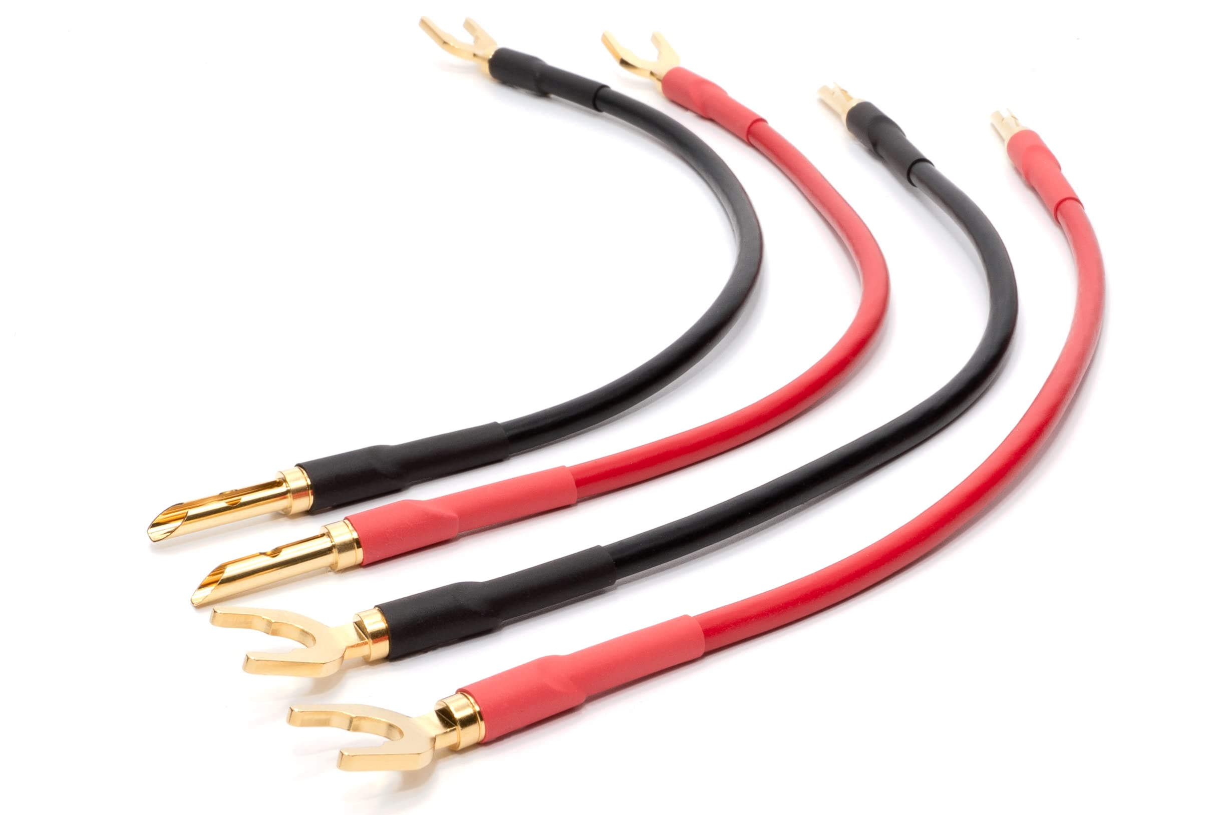 enoaudio Mogami 3103 Lot de 4 câbles d'enceinte bi-fil haute définition Or 24 carats T6S Fiche banane – Cosses de câble (Spades) 10 cm