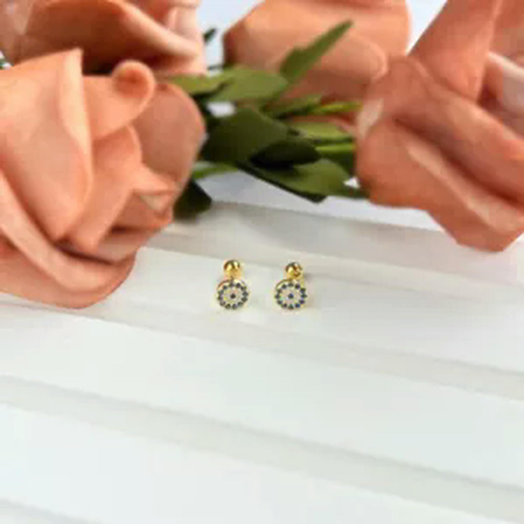 WZGWDC S925 Silber 5A Zirkonia Evil Eye Ohrstecker mit Schraubverschluss – Gold