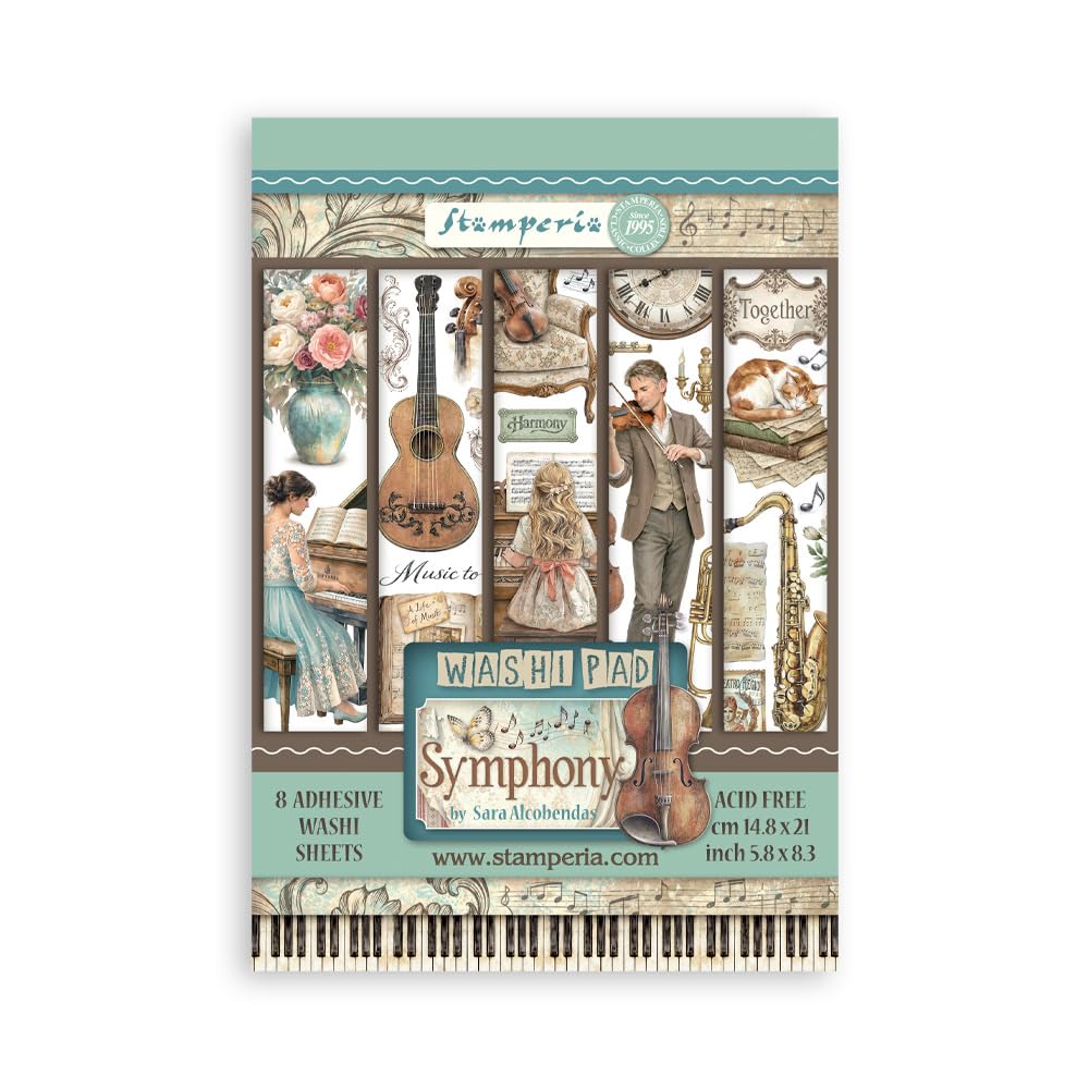 Stamperia A5 Washi Pad 8pcs - Symphony SBW34