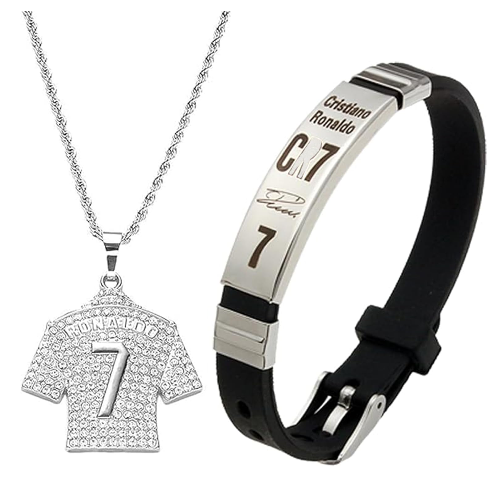 Chaîne et Bracelet de Football pour Garçons - Pendentif Maillot, Collier de Sport pour Cadeau d'Anniversaire