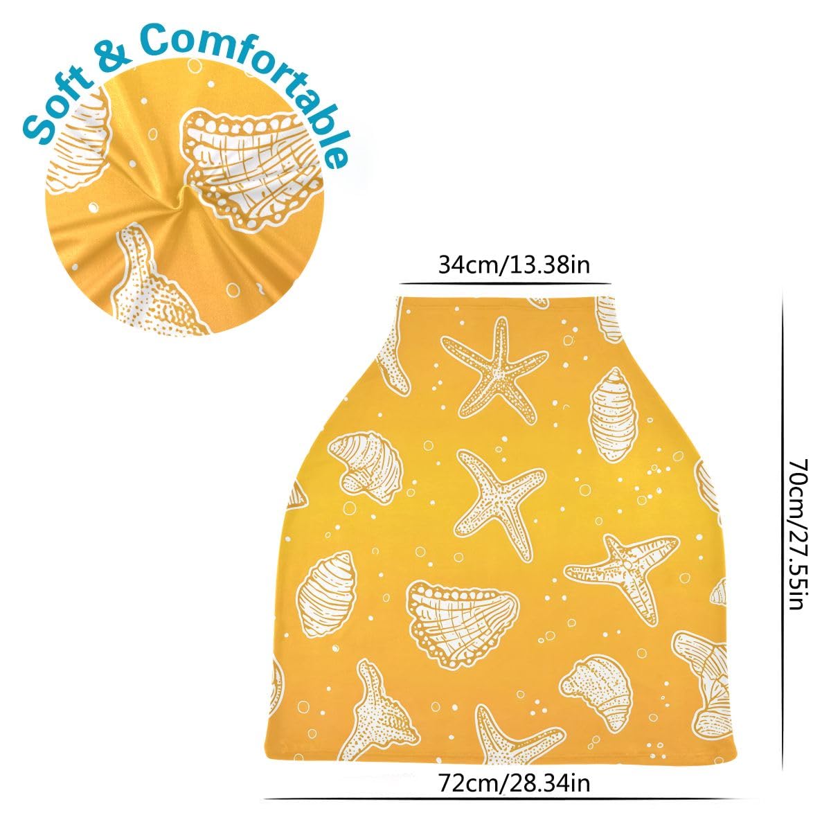 Baby Car Seat Canopy Covers Nursing Cover Stretchy Boys Girls Yellow Starfish Conch Carrier Cover Breastfeeding Cover Breathable