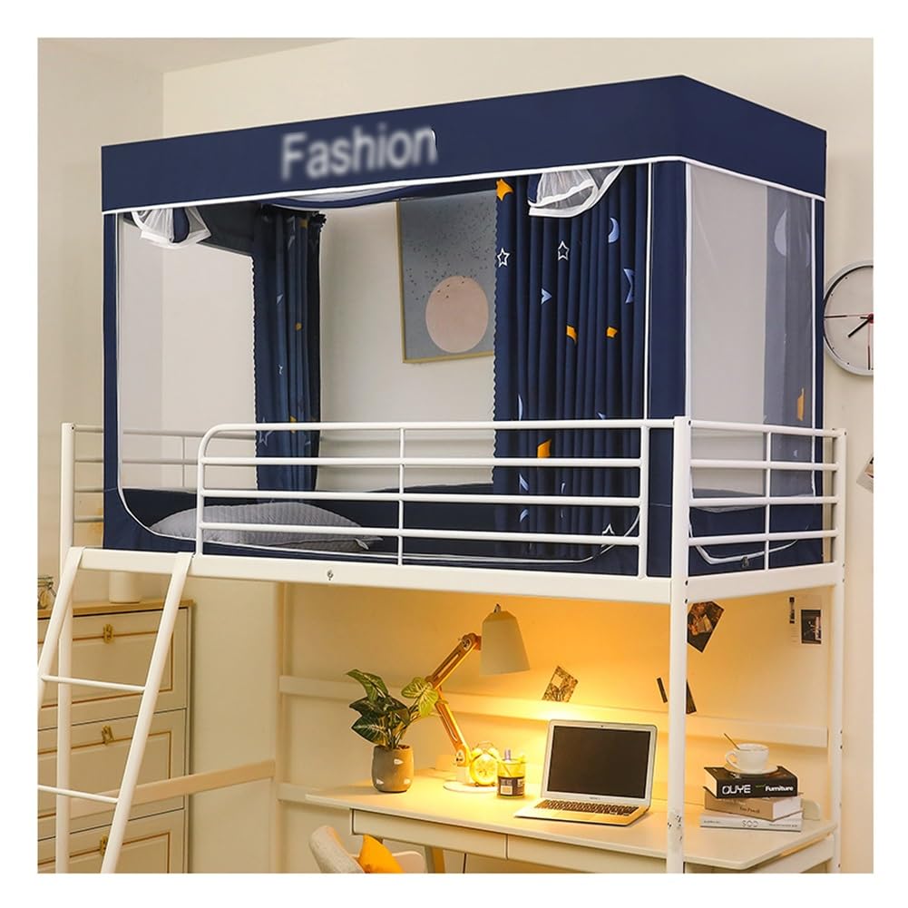 KUMIAO Bunk Bed Tent Canopy for Privacy and Blackout - Single Bed Student Dorm Tent Curtain, Portable Hanging Net Canopy for Sleep, Top Bunk Cabin Bed Tent