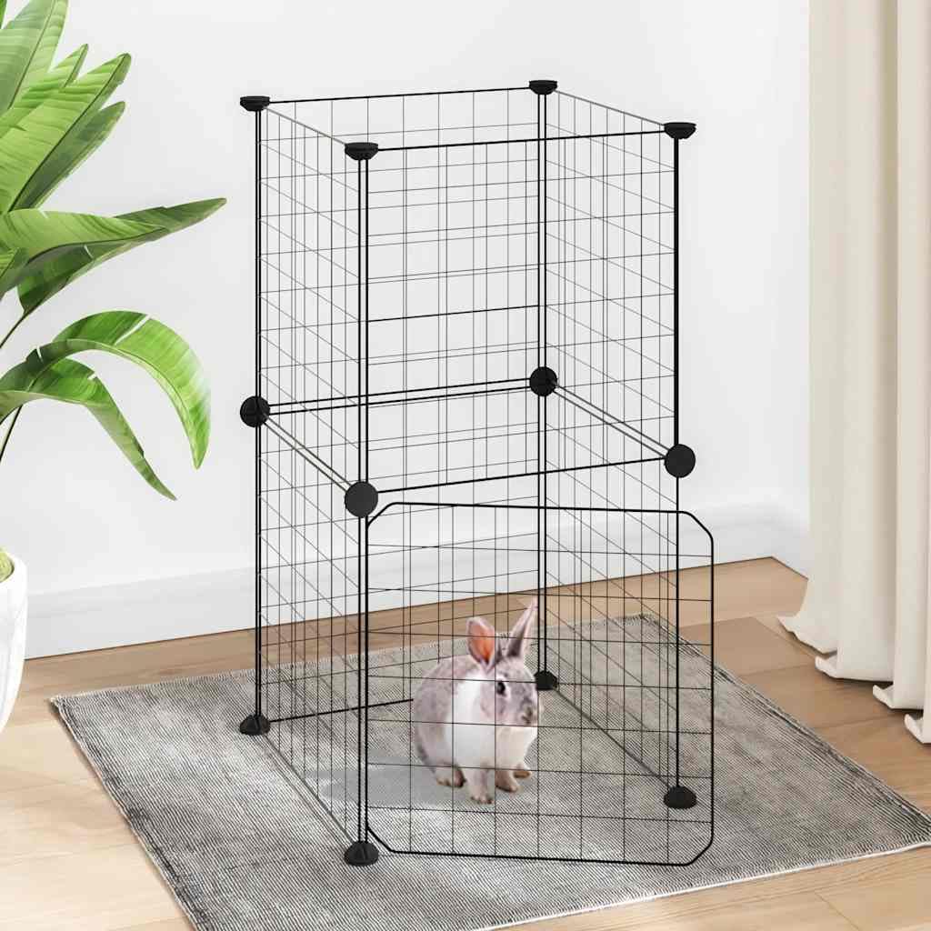 Jaula para mascotas de acero con recubrimiento en polvo, color negro, 35 x 35 cm, con puerta para animales pequeños, conejos, cobayas, hámster, roedores, protección en interiores y exteriores