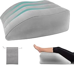 Williyatt Coussin Jambes, Oreiller Elevation Jambes, Améliore la Circulation et Réduit L'enflure, Confortable et Portable Coussins Relève-Jambes, Oreiller Surélevé Jambes Gonflable (Noir) (Gris)