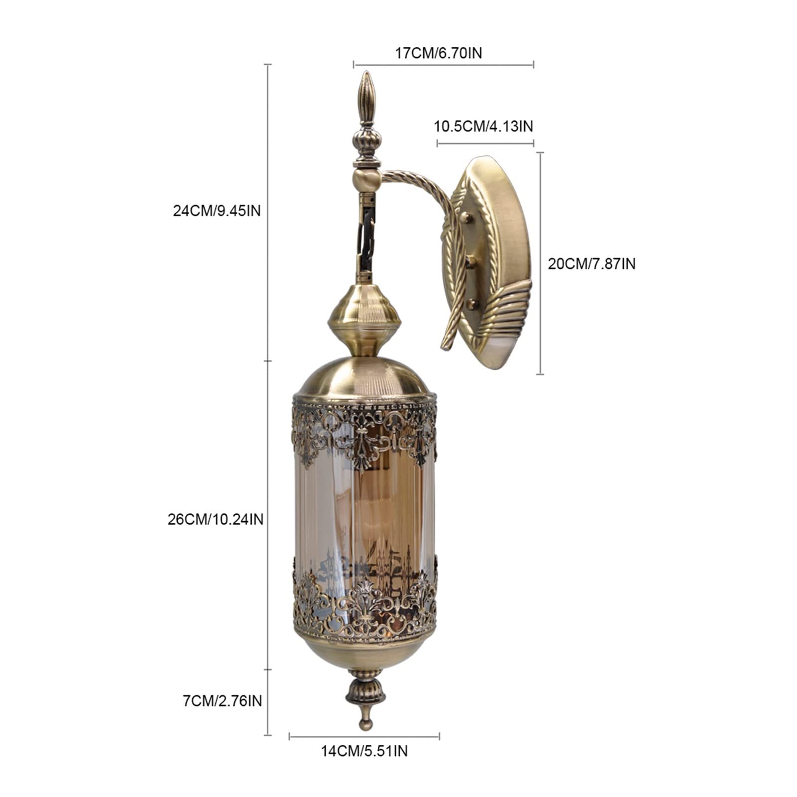 Lámpara de pared, Retro Turquía Lámpara de pared Pantalla de vidrio Soporte galvanizado Compatible con bar Restaurante Cocina Cafetería Lámparas de pared Accesorios Pasillo, Lámpara de pared moderna