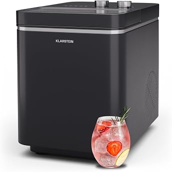 Klarstein IceCraft Ice Cube Maker - 12 kg / 24 h, 6 minute Ice Cubes, 2 sizes, Automatic Cleaning, Ice Cube Maker for Kitchen &