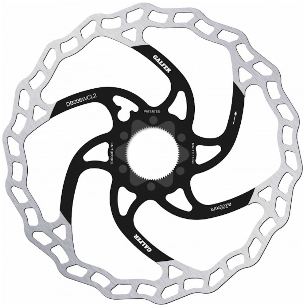 GALFER Disco de freno para bicicleta de montaña Wave Fixed Center Lock 200 x 2,0 mm, listo para bicicleta eléctrica