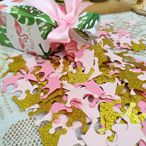 Mybbshower Paper Crown Confetti For Princess Birthday Party Table Scatter Baby Girl Shower Pink Gold Glitter Decorations Pack Of 200 #TOP2