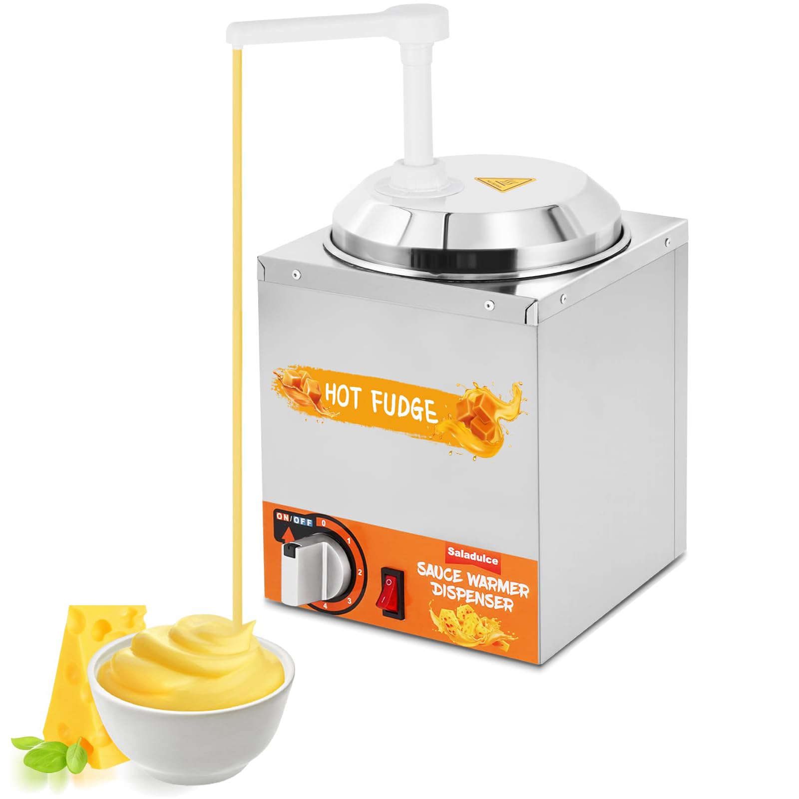 Dispenser per formaggio, 5 livelli con 2 pompe per salsa di formaggio, fondente caldo e caramello, struttura in acciaio inox