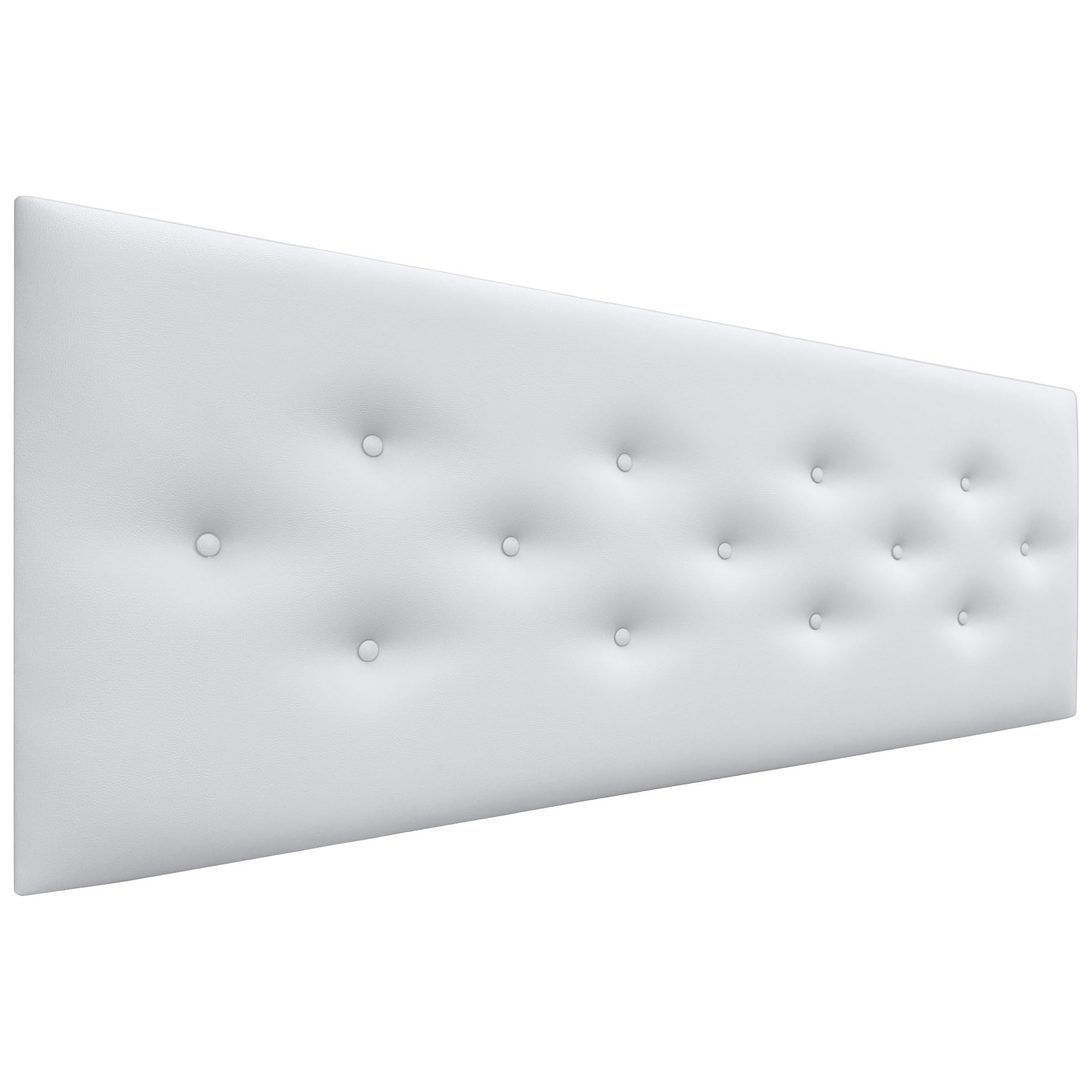 DHOME Testiera in Similpelle o Tessuto ACUALINE con 3 File Intervallate di Bottoni Testata Imbottita Letto di Lusso (Similpelle Bianca, 160cm)