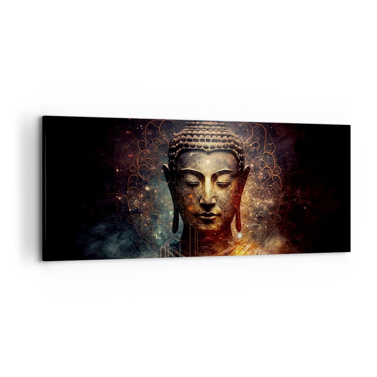 Cuadros Decoracion Salon Buda Meditación Religión Lienzos decorativos 120x50cm Cuadro Sobre Lienzo Moderno Dormitorio Cocina Cuadros Pared Imágenes Wall Art Prints Decor Canvas Grande AB120x50-5775