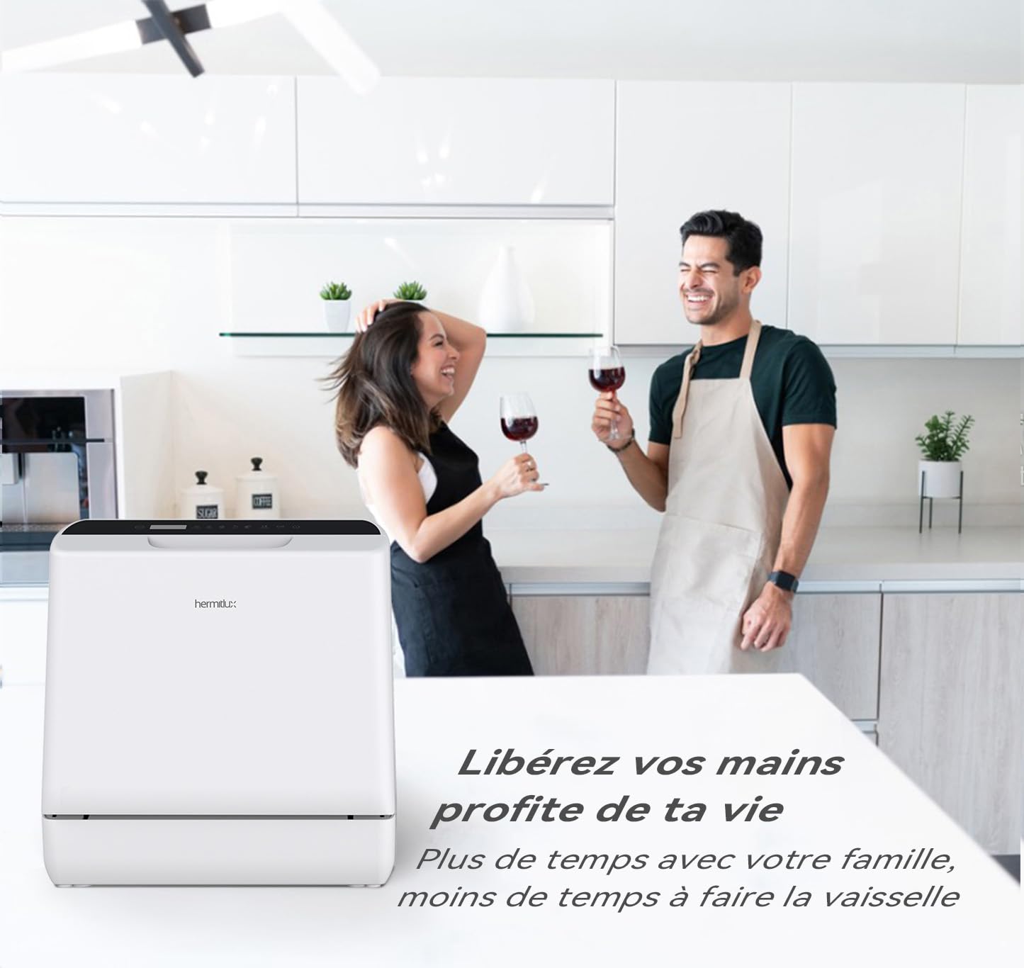 Hermitlux Mini lave-vaisselle 43 cm 4 sets 175 kWh/an blanc