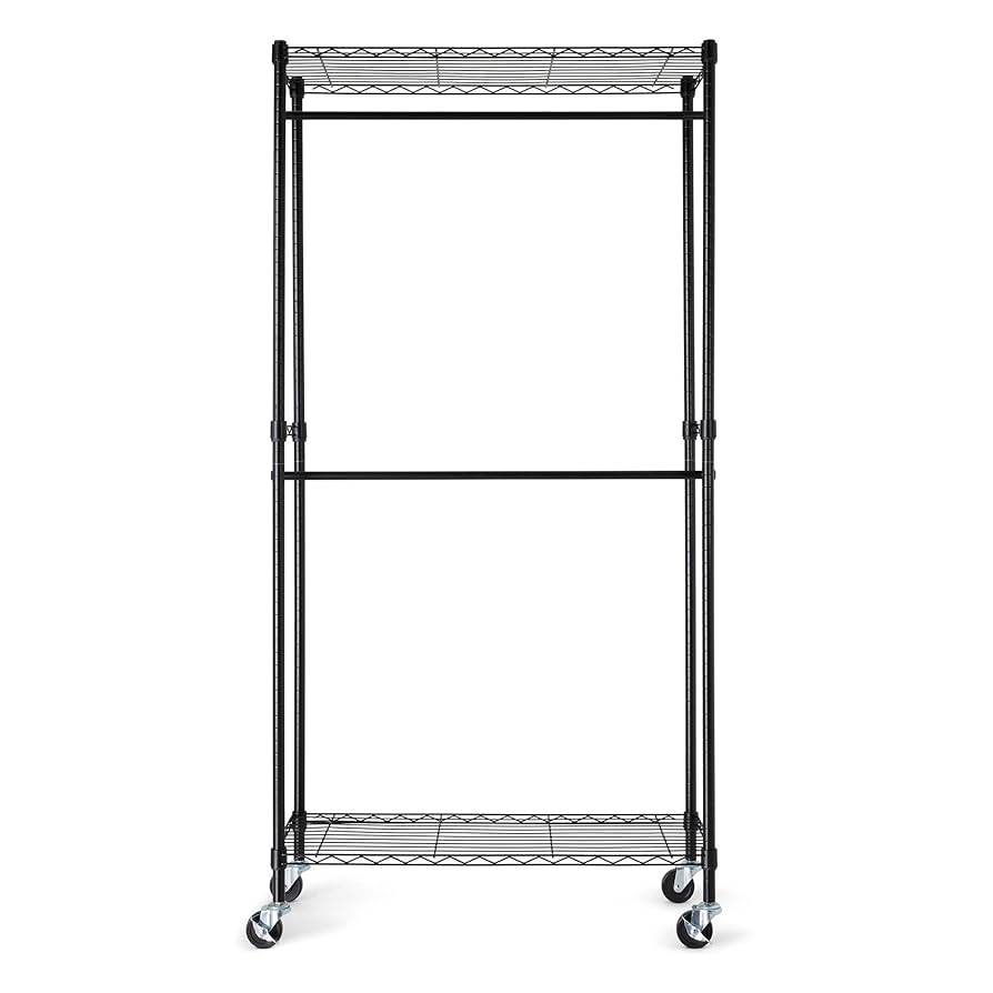 Amazon Basics Heavy-Duty Double Rod Rolling Garment Rack