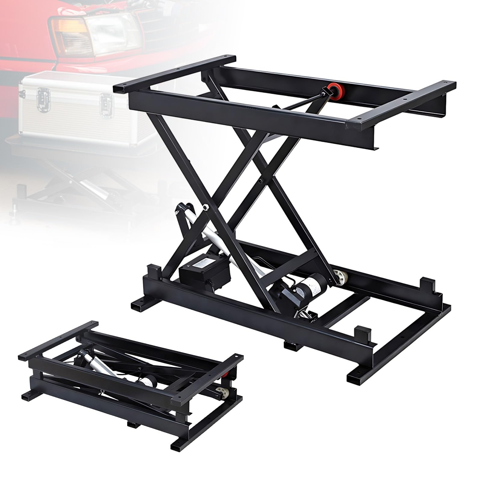 Hydrauliczny Stół Podnoszony Elektryczny do Biurka, Podnośnik Stołowy Wysokość 18-68cm, Mechanizm Nożycowy Oszczędność Miejsca do Zabudowy Automatyczny Pop Up