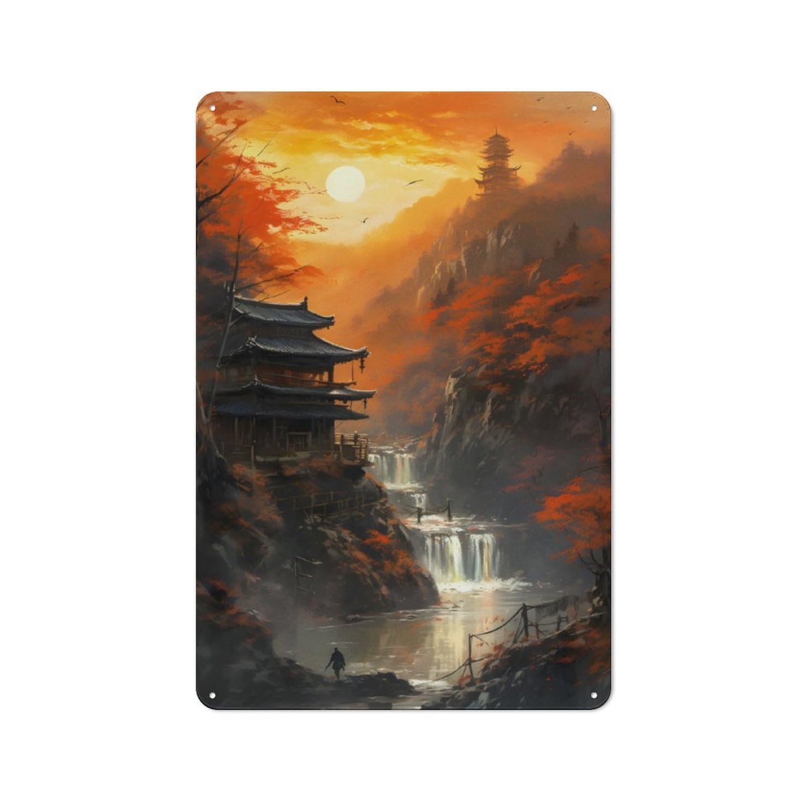 Junmoney Amazing Sunset The River Bistro Style Tin Wall Sign 30X20cm, Shop Wall Decor For Takeaway, Bar, Kitchen Or Counter Area