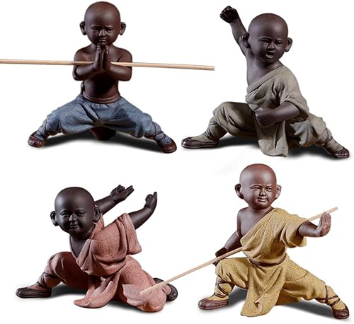Miniatura 4 de DIYOMR Figuras de monje chino de Kung Fu Shaolin, manualidades, estatuas, escultura de cerámica de artes marciales de Kung Fu para decoración