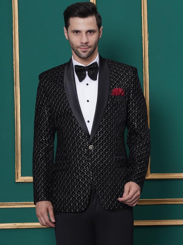Image of FAVOROSKI Wedding Sequence Blazer Suit for Men | Embroidered Velvet Blazer | Relaxed Fit Blazer for Men Wedding Party | Ethnic Wear Blazer for Men | Blazer Suit for Men | Festive Blazers for Men