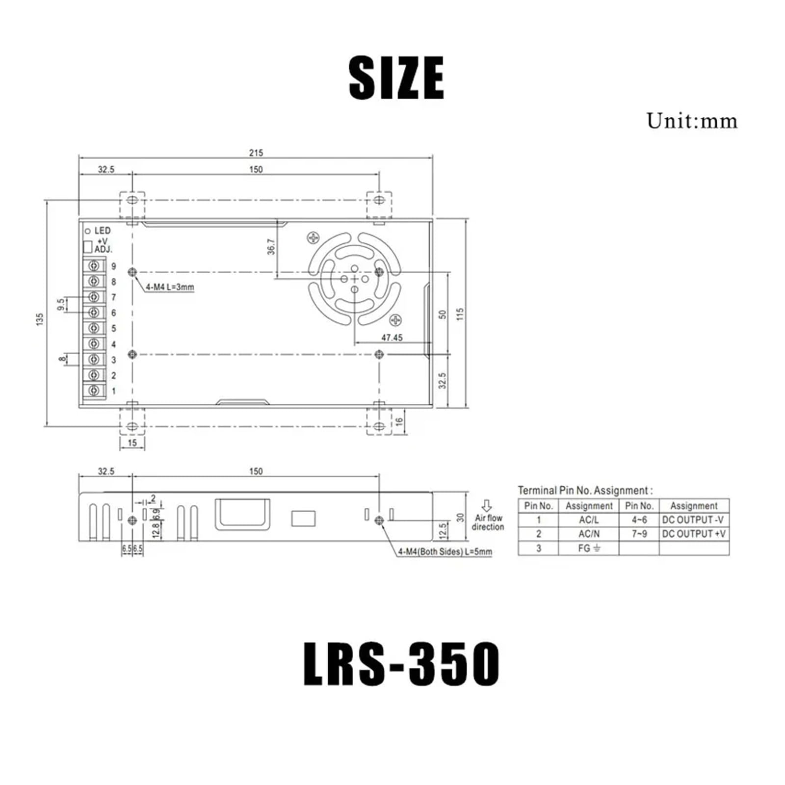 Alimentatore switching, LRS-350-24 Alimentatore commutabile SMPS 5V 60A 12V 29A 15V 24V 36V 48V 350w regolabile for strip LED,per strisce LED, CCTV, stampante 3D(36V)