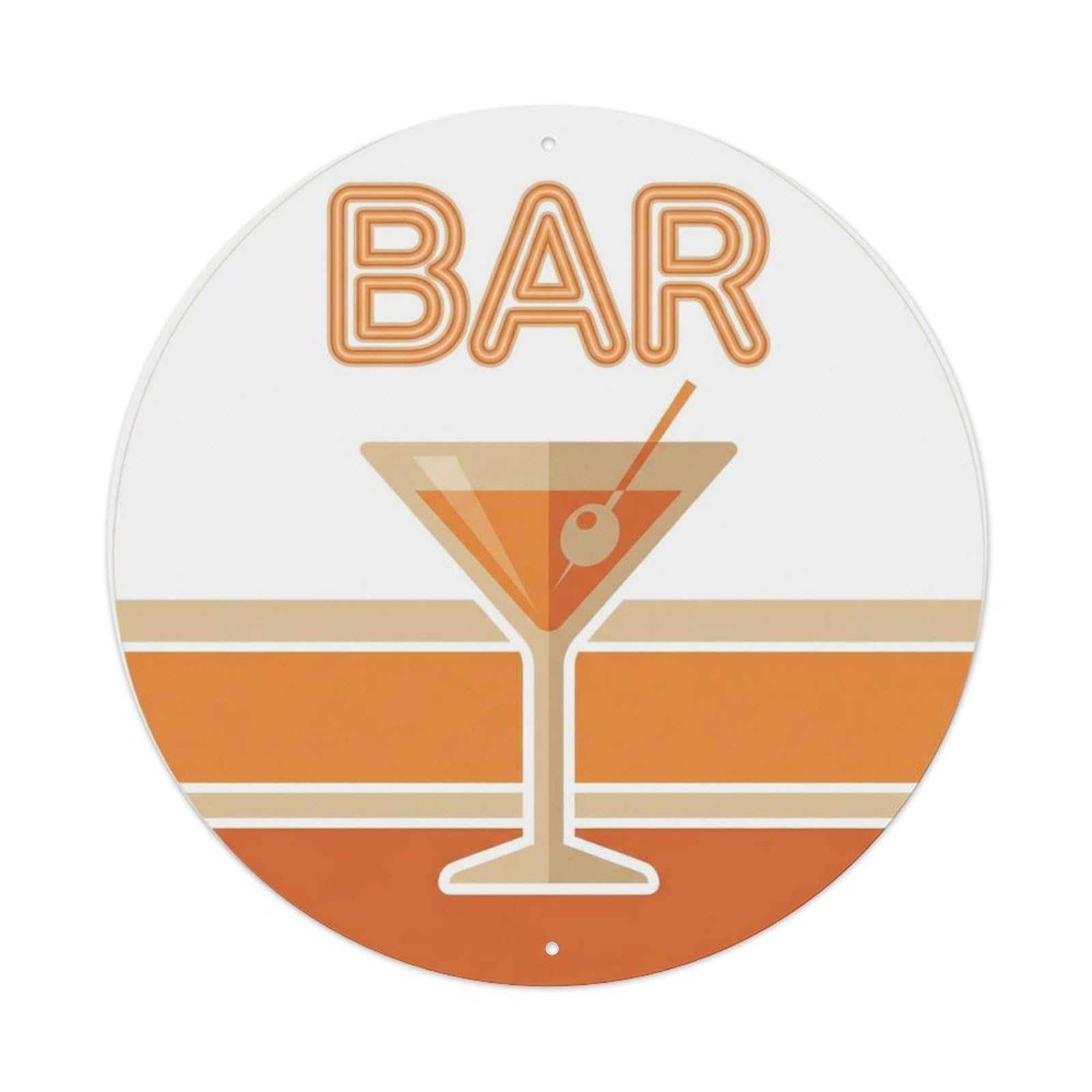 BAR Martini Lounge Emblem Metal Tin Sign Plaque Wall Decor for Cafe, Club Bar, Office, Home Garden Round Metal Poster 8x8Inch