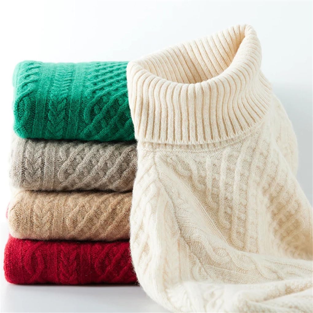 keusyoi Frauen Strickpullover 100% Merino Wolle Rollkragen Langarm Pullover Winter Herbst Pullover Top Weibliche Pullover