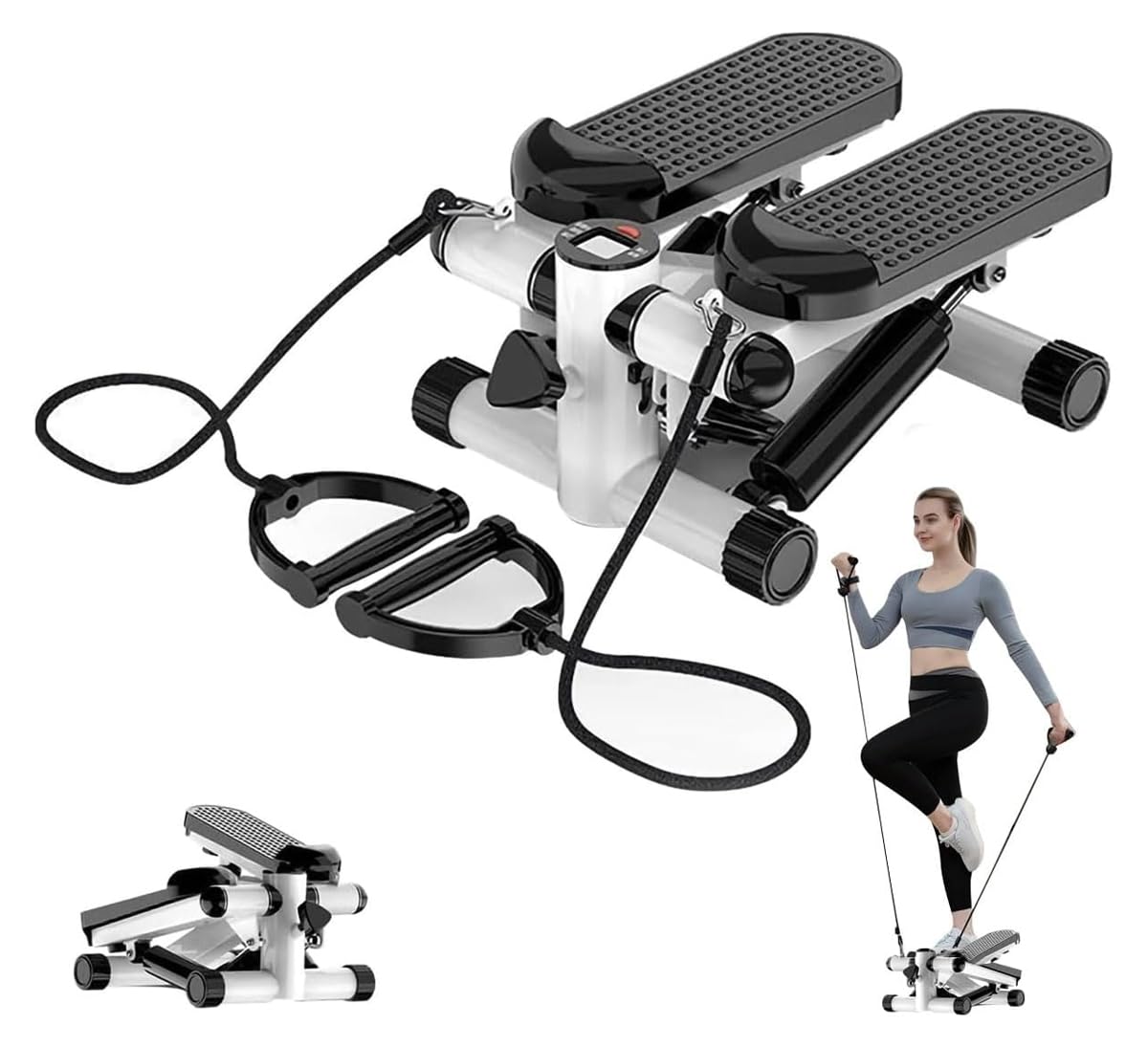TAITHI Mini Fitness Twist Stepper Electronic Display Home Exercise Equipment with Resistance Bands