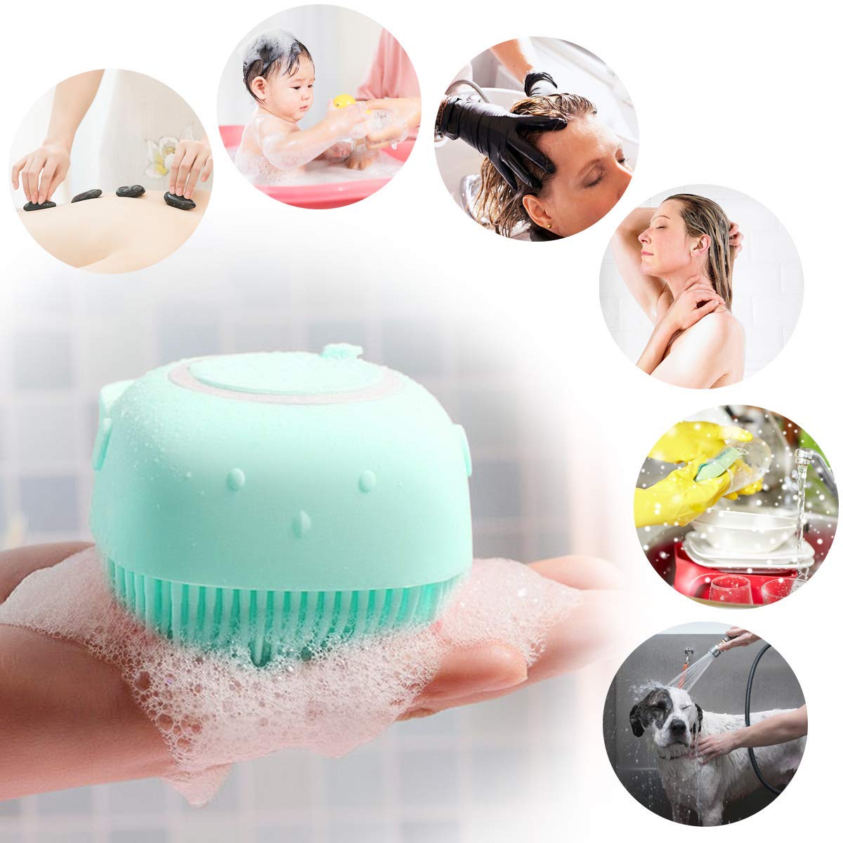 BROCCOLIN® Silicone Body Scrubbers Loofah Brush for Use in Shower, Silicone Massage Exfoliating Bath Brush with Soap Dispenser, Deep Cleaning, Reusable Loofa for Women Kids 2