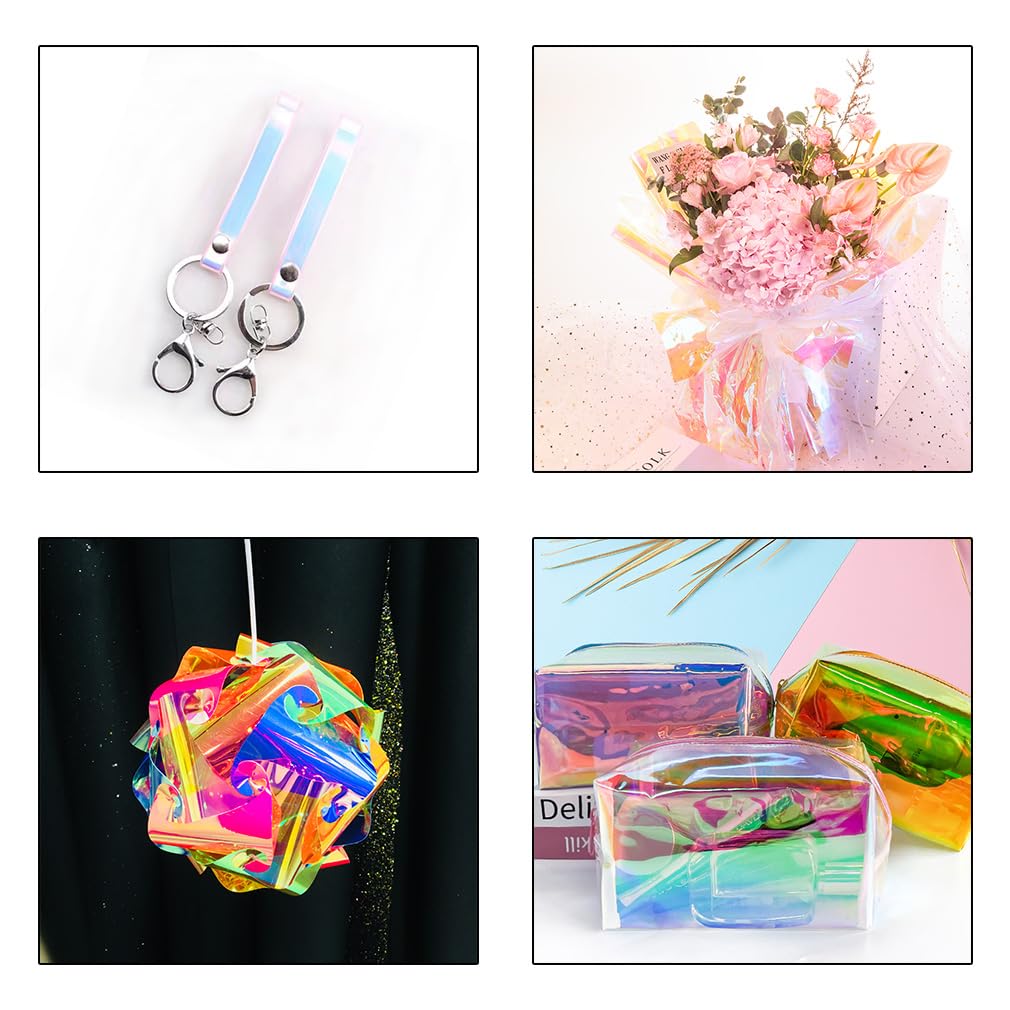 ONEART Holografisches, schillerndes Kunststoff-Vinyl, 16 Gauge, 40,6 x 137,2 cm, transparenter Vinylstoff, Gelb