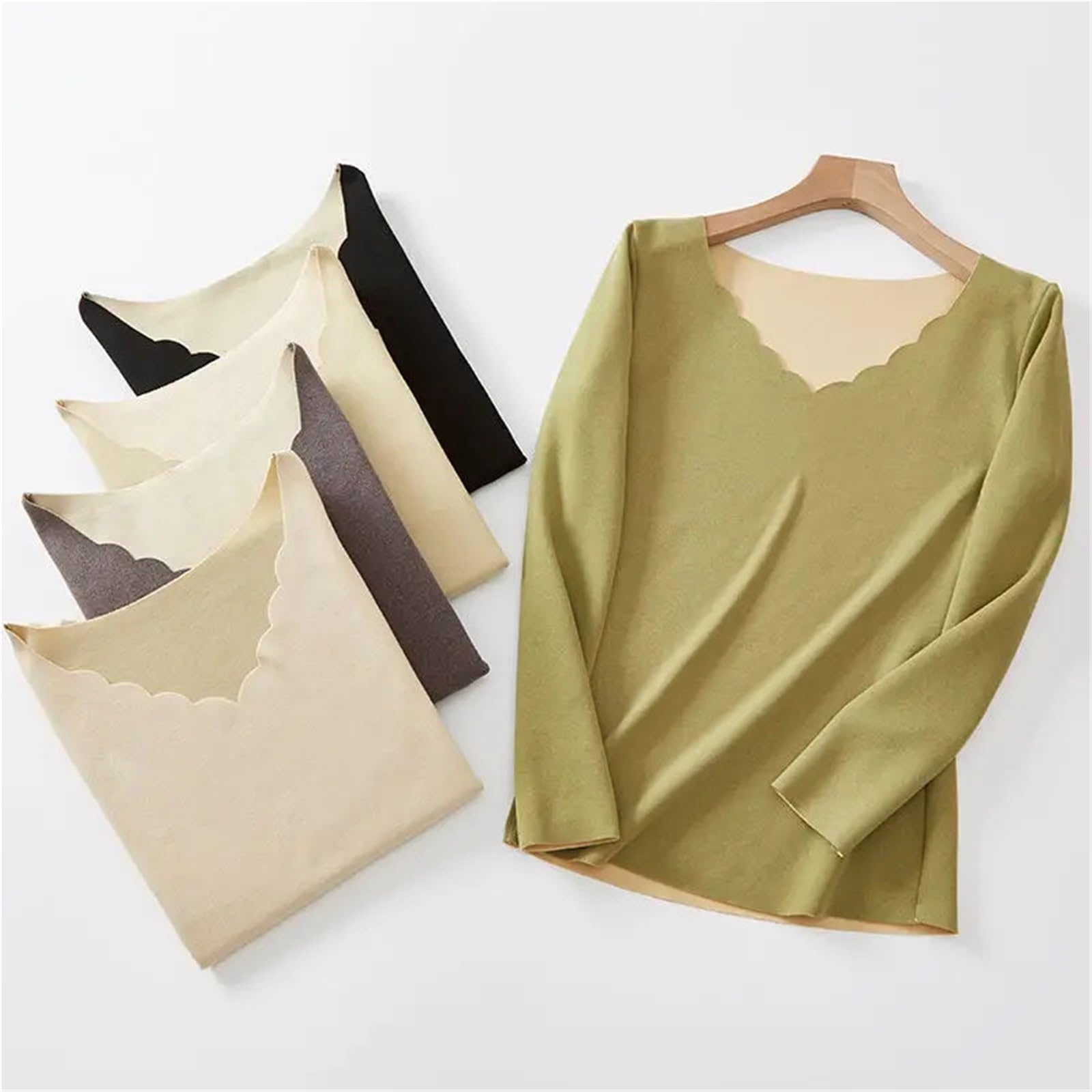 Conjunto TéRmico para Mujer Conjunto de Ropa Interior térmica Invierno for Mujer, Tops Manga Larga sin Costuras, Traje Largo lencería for