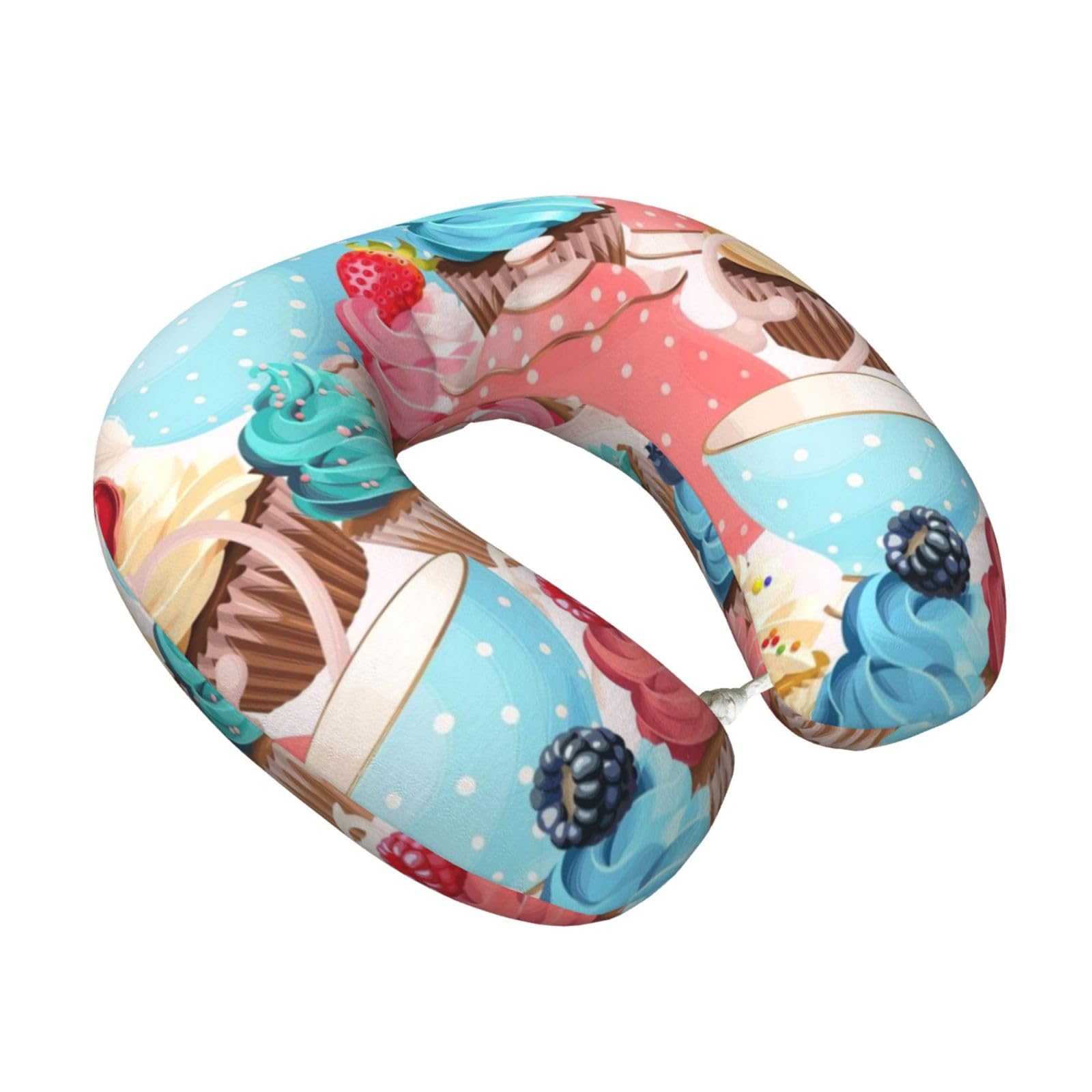 LKYMOH Teacup Cupcake, Travel Neck Pillow U-Shaped Memory Neck Support Soft Comfortable With Washable Cover For Airplane Car Traveling and Office