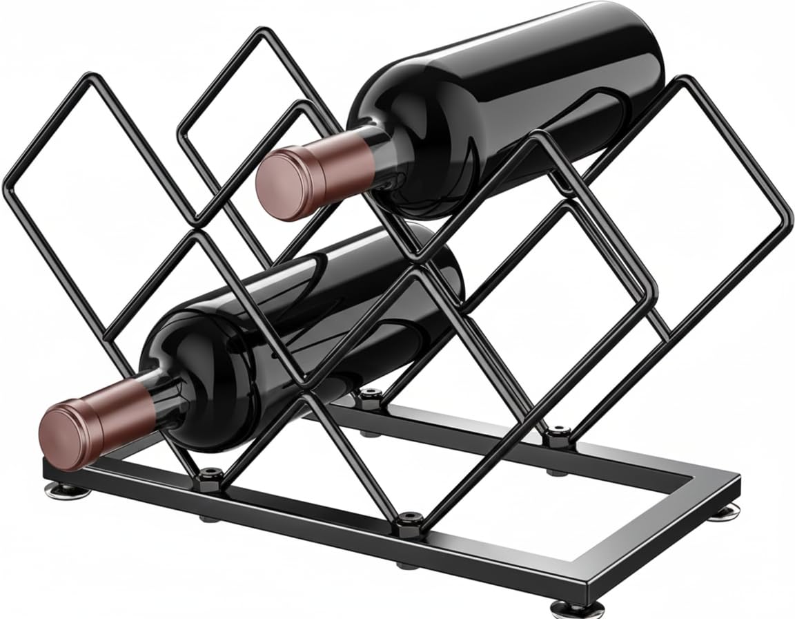Countertop Wine Rack - 7 Bottles Metal Small Wine Rack Wine Bottle Holder Storage Space Saving for Home Kitchen Bar Tableop Cabinet Pantry-image-17