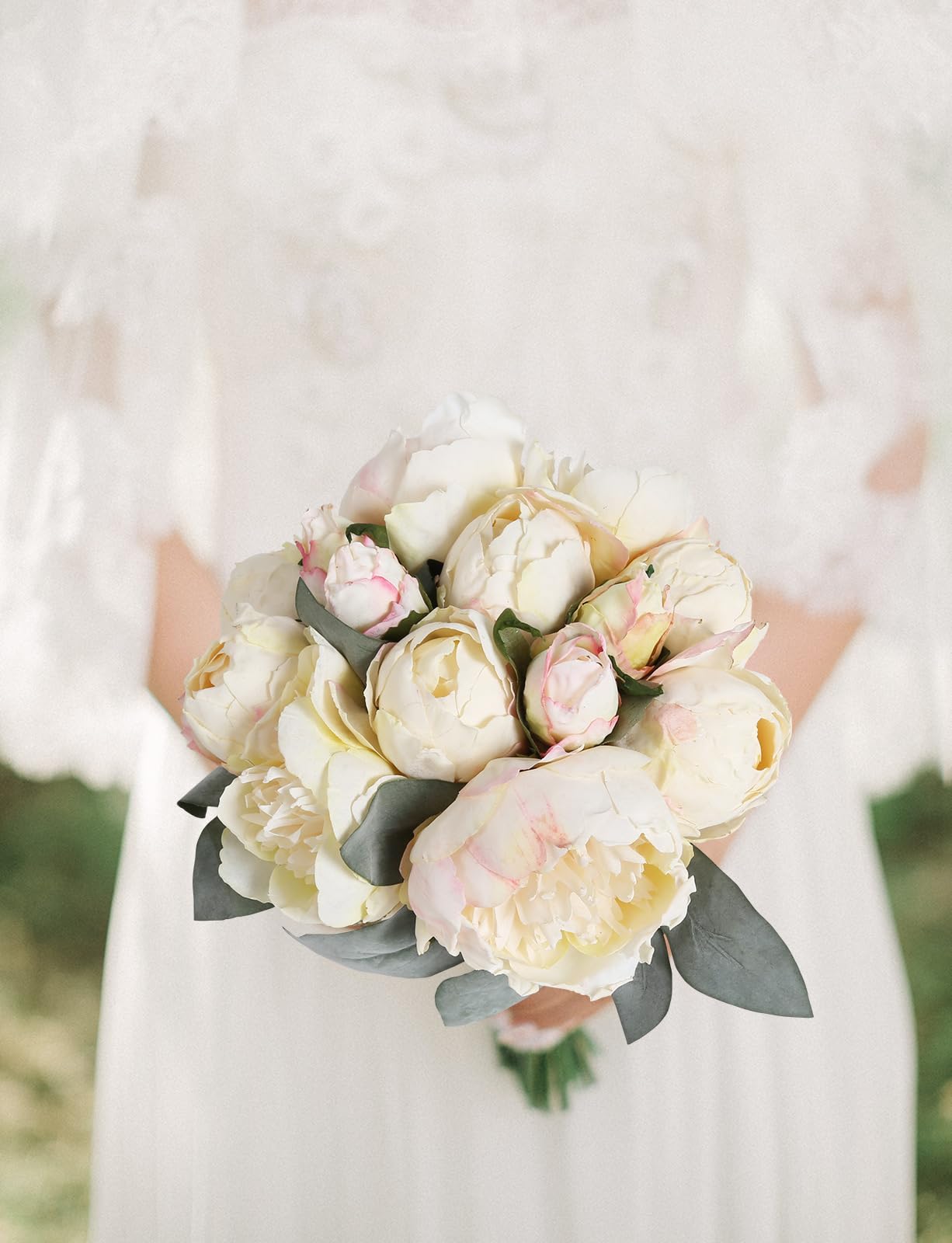 Amazon.com: ICBOX White Artificial Peonies 2 Bouquets Silk