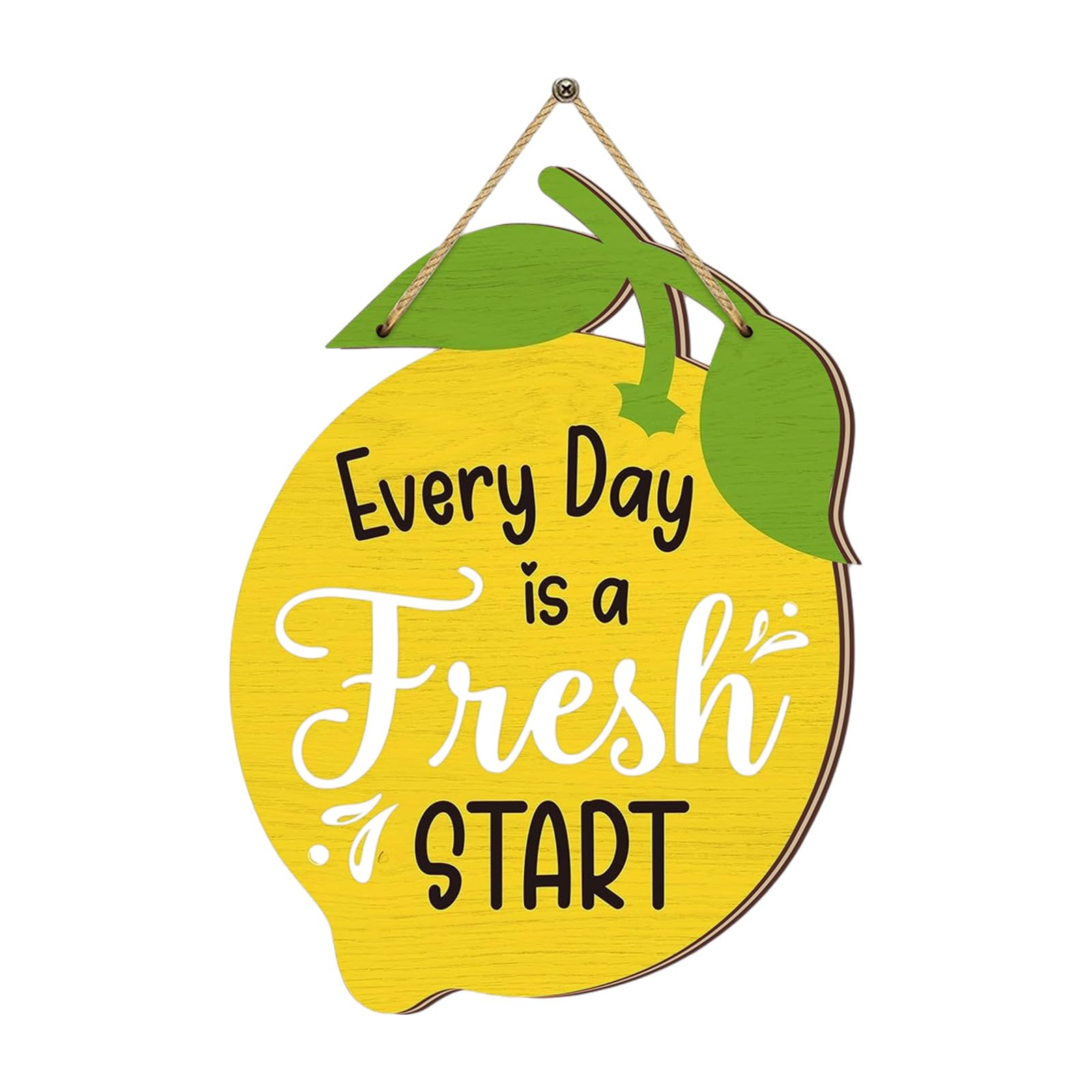 Lemon Shape Wooden Welcome Sign with Inspirational Quote for Farmhouse Kitchen Decors and Home Wall Art Hanging Plaques Wooden Hanging Sign