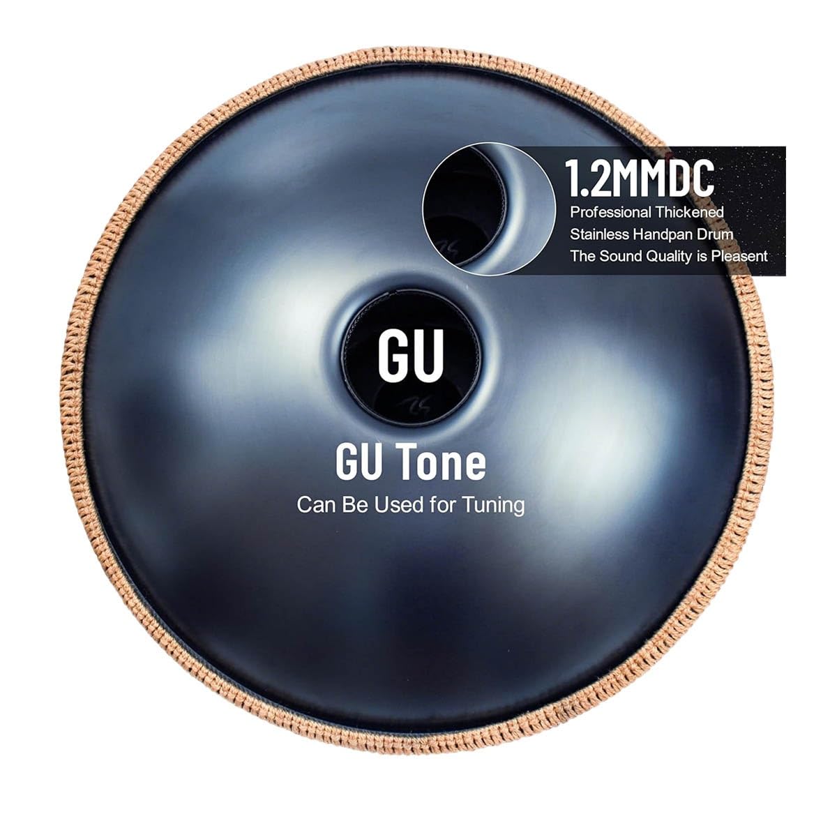 Handpan Drum-22 Zoll Handtrommel in D-Moll 432Hz/440Hz Handtrommel für Anfänger Meditation Yoga, 9/10/12 Noten Stahl Zungentrommel mit Tasche Schlägeln Ständer(Gold-Silver,432HZ/9Note)