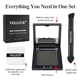 VOLLUCK Root Touch up Powder, Long-lasting Gray Hair Cover up Powder for All Hair Types, Waterproof for Women and Men (Dark-Brown, 0.42 0unce)
