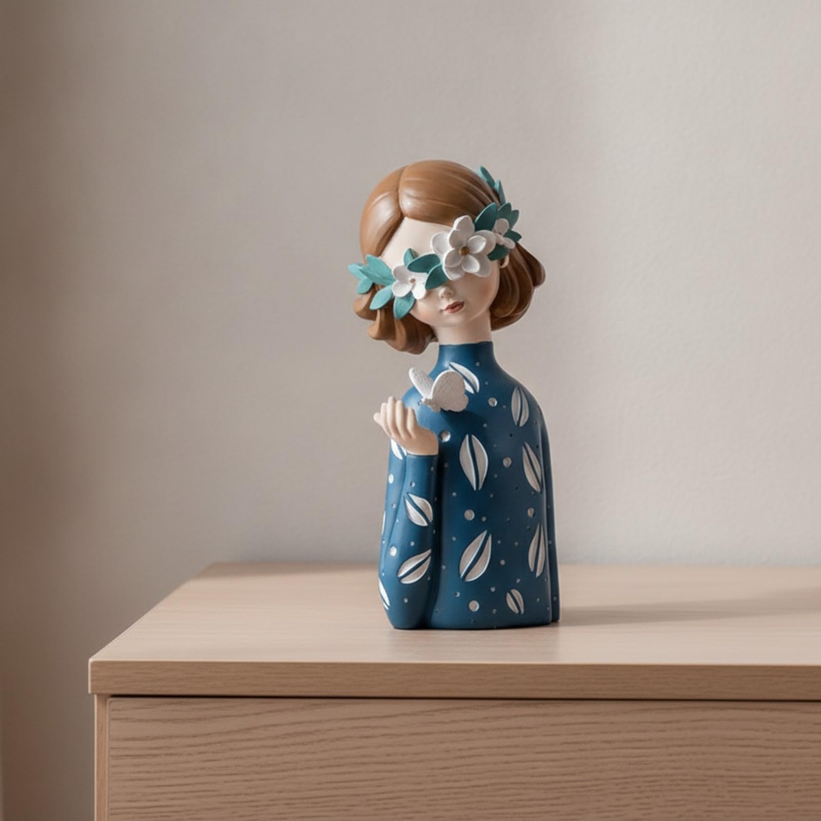 Baoblaze Busto Niña Elegante Figura Resina | Busto con, Artística, Estatua, para Dormitorio,