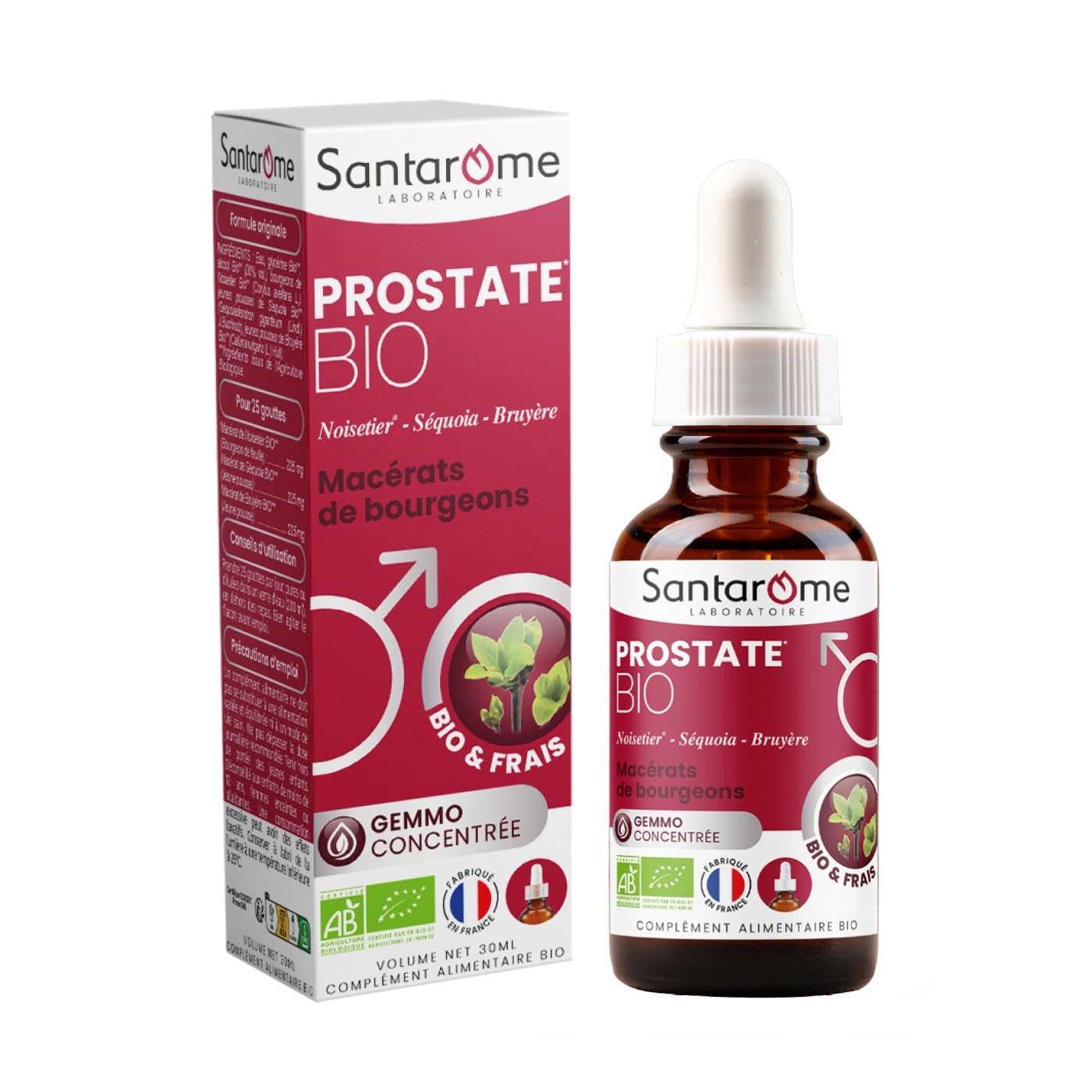 Santarome Gemmo Prostate Bio - Confort Urinaire Homme - 30 ml - France