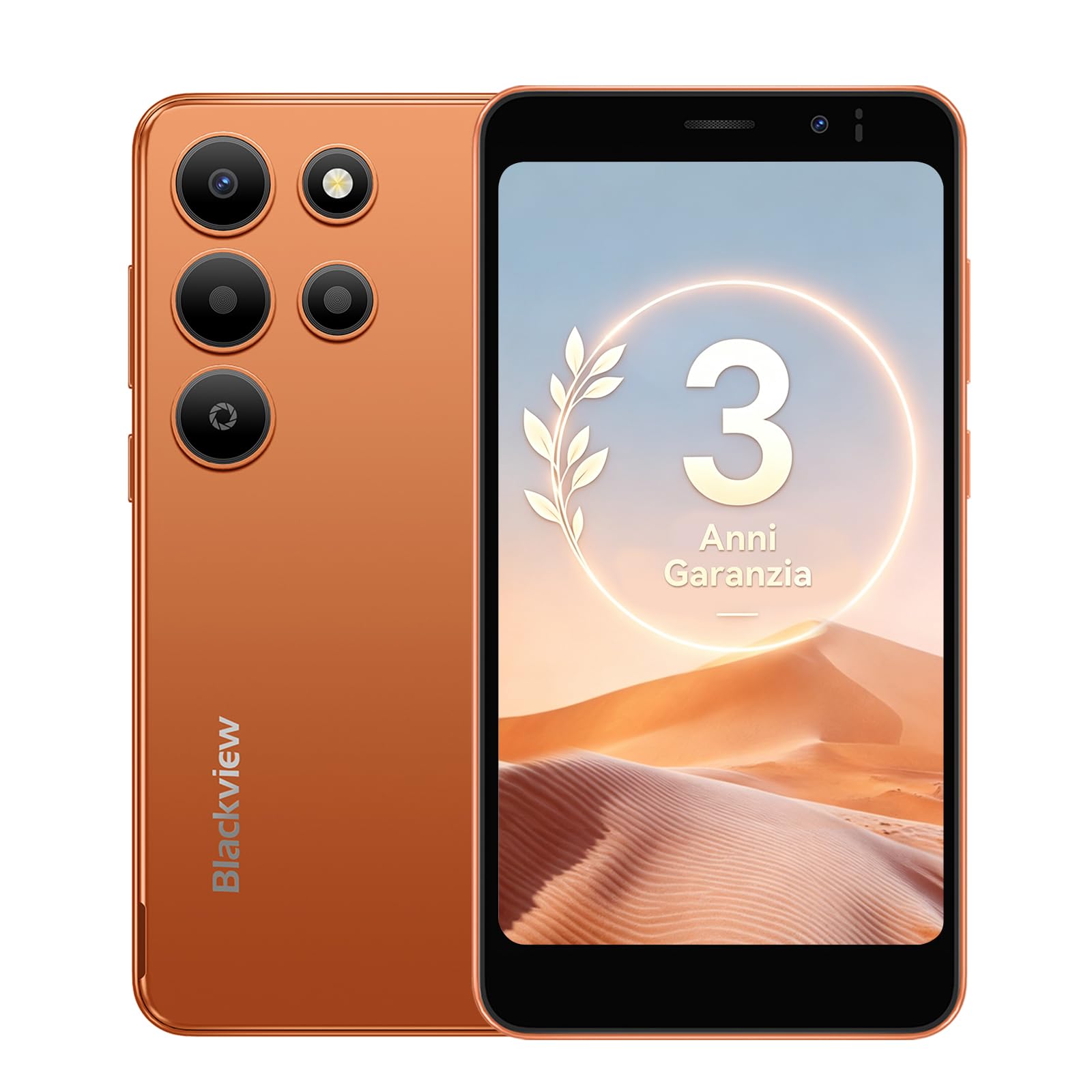 Blackview Wave 2C 5'' Telefono Portatile Mini Smartphone Android 16GB 9+32GB (ext 1TB) Dual SIM, Face ID/GPS, Compatibile Arancione, SFR, Bouygues, Free Mobile - Arancione