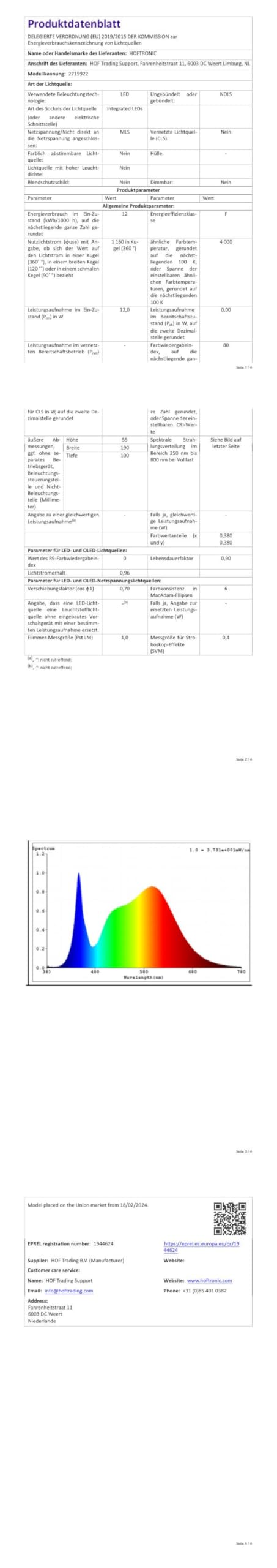 HOFTRONIC - Lote de 4 lámparas LED de bodega blanca - 12 W 1160 lm - Aplique ovalado - IP54 - Aplique de pared - 4000 K blanco neutro - Lámpara de techo para cuarto de baño bodega WC garaje taller