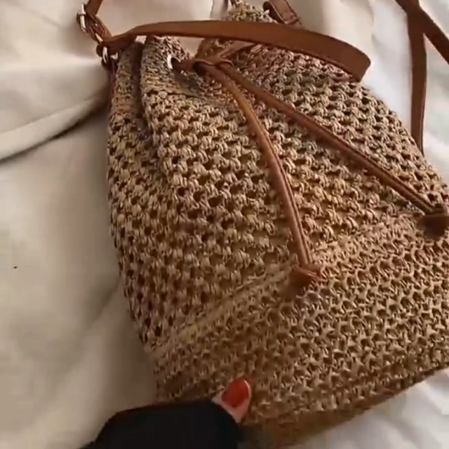 Bolso de verano pequeño de yute con bolsa de hombro miniatura 7