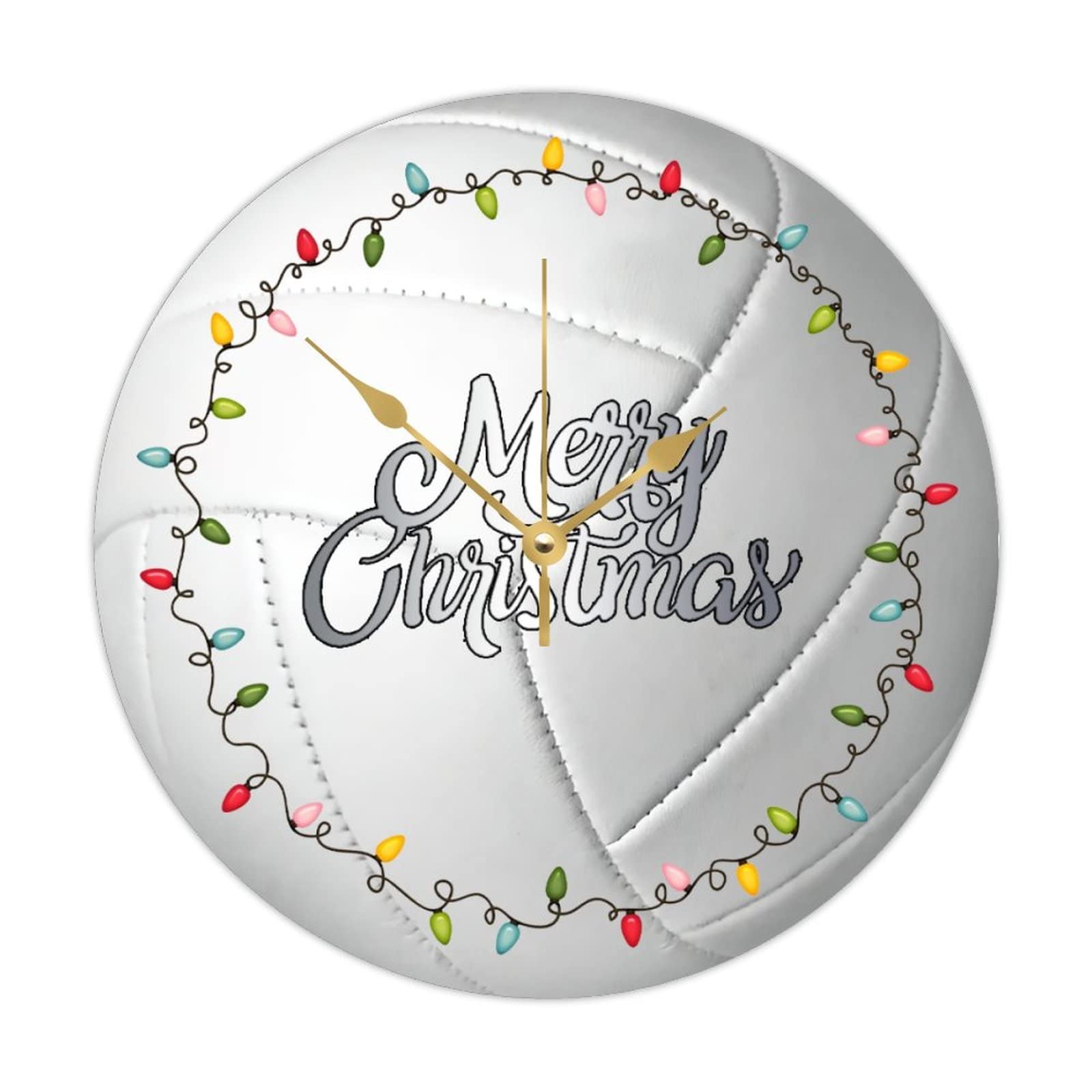 Horloge murale de Noël silencieuse en bois pour fan de volleyball
