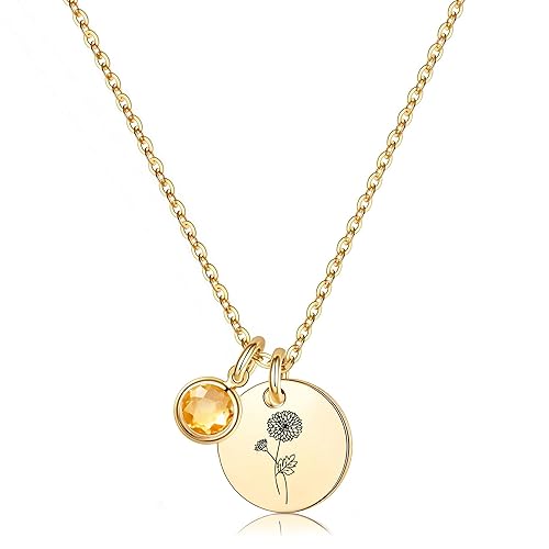 November Birth Flower Necklace - Gold