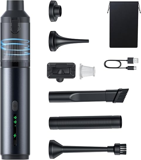 Mini Staubsauger Auto 4-in-1 Stark für Haustiere, Sofa, Tastaturen | Akku Staubsauger Klein Leicht Tragbar Kabellos 16000PA Handstaubsauger 30 Min Laufzeit, USB-C Ladung, Staubsauger