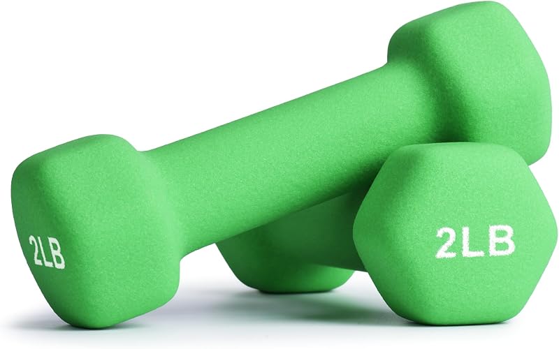 Portzon Dumbbells Neoprene with Non Slip Grip weight for Total Body Workout Exercise and Muscle Toning Compatible with of 2 Set,1-15 LB, Anti-Slip, Anti-roll, Hex Shape
