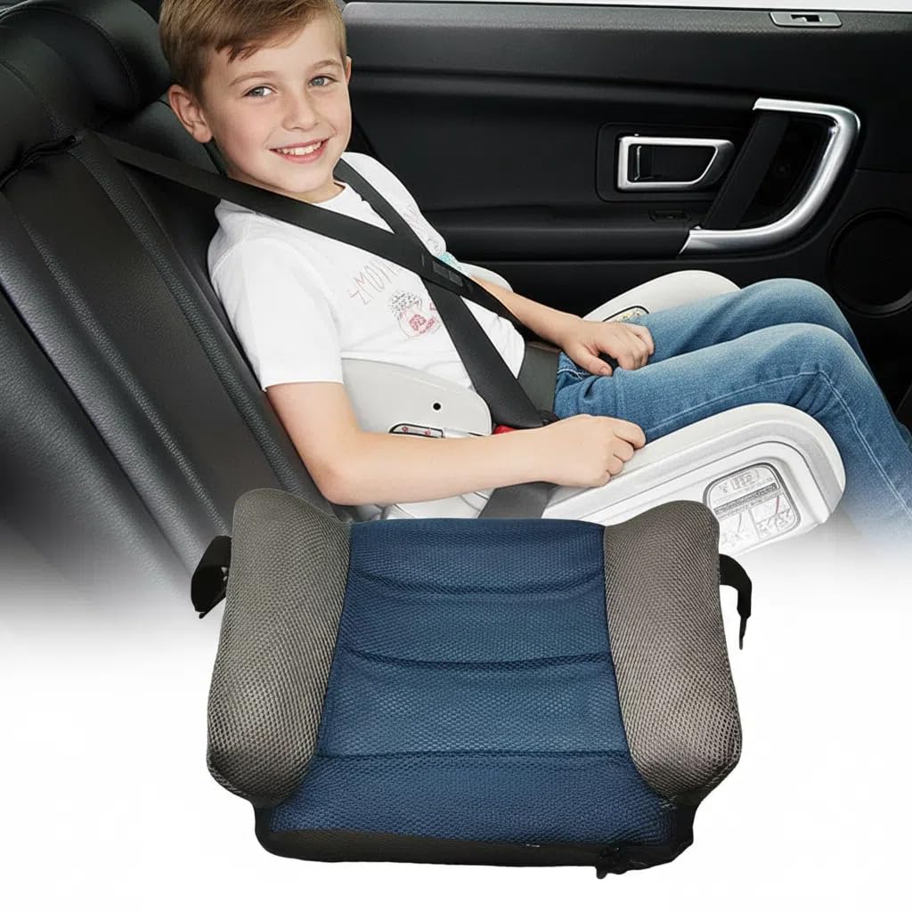 SitzerhöhungAuto K-inder, AufblasbareKindersitz Auto, RückenfreieAutositzkissen, TragbarerKindersitzerhöhung, Autositz für K-inder Bequem Reisefreundlich 49 x 37 x 2 cm (Blau plus)