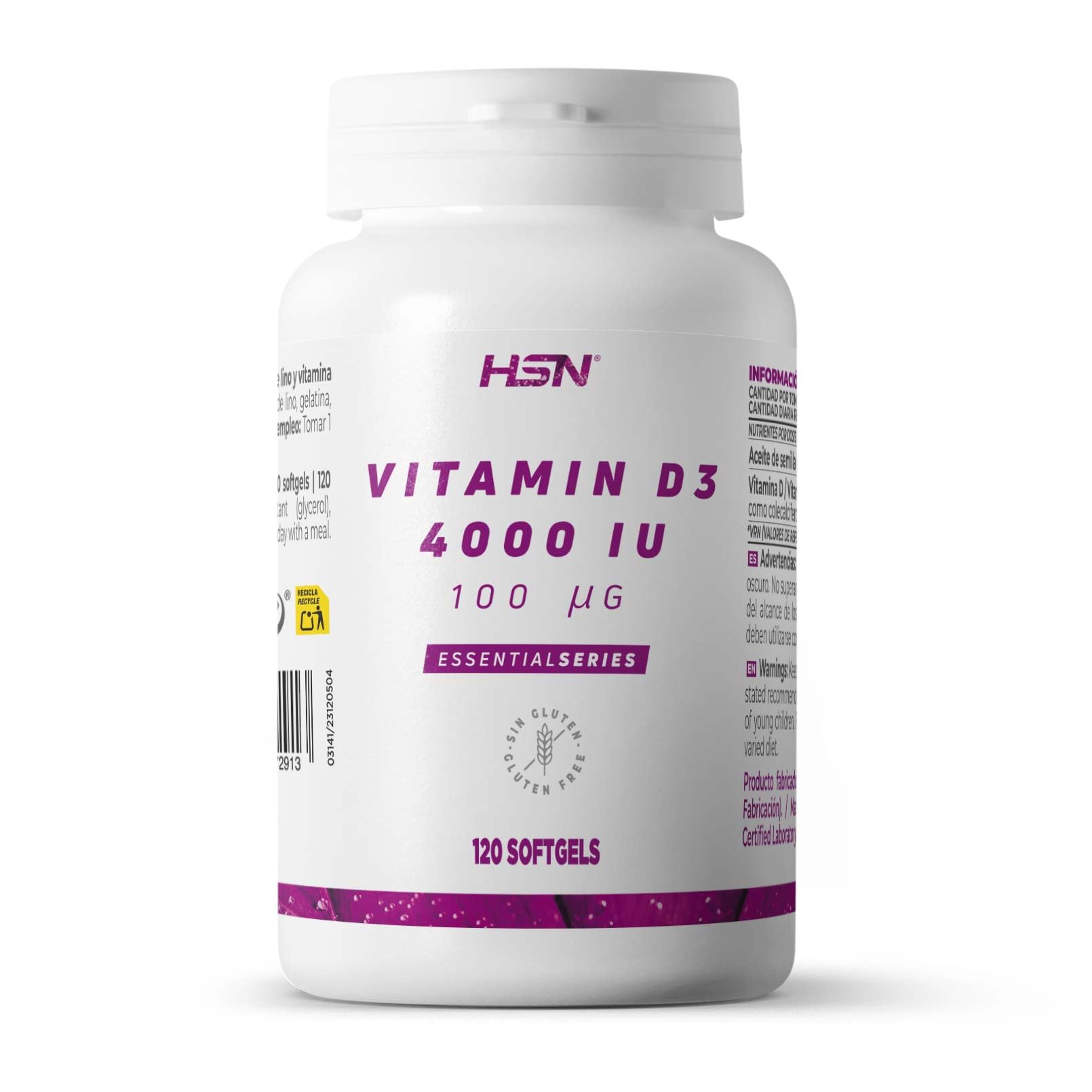 HSN Vitamin D3 4000 IU | Cholecalciferol Vitamin D Supplement | for the Bones and Immune System | 1 Easy-to-swallow Mini soft gel per day | With Olive Oil | Non-GMO, Gluten Free | 120 soft gels
